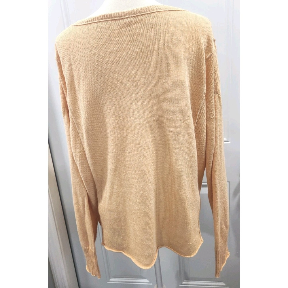 EILEEN FISHER Peach 100% Linen Long Sleeve Top Womens Size Large - Picture 2 of 7